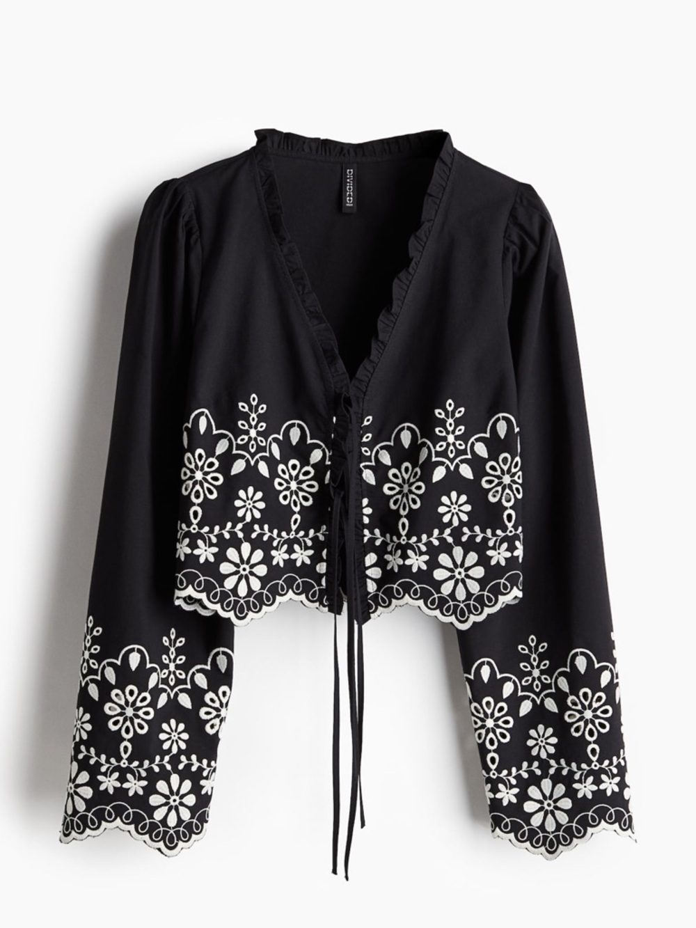 HM Black Embroidered Tie Front Top Size M
NWT - Picture 2 of 8